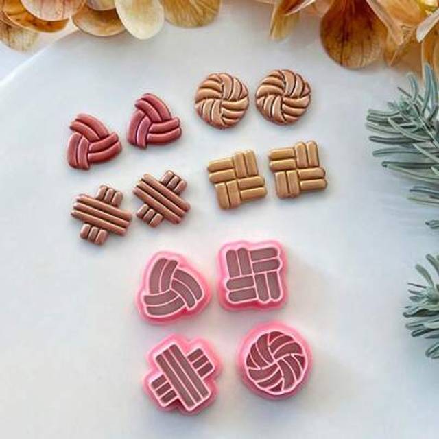 SHEIN 2025 Cute Bow Polymer Clay Cutters, Knot Clay Stud Earring Cutter For Polymer Clay Jewelry Making, Polymer Clay Stud Earring Stamp Making Tool, Clay J