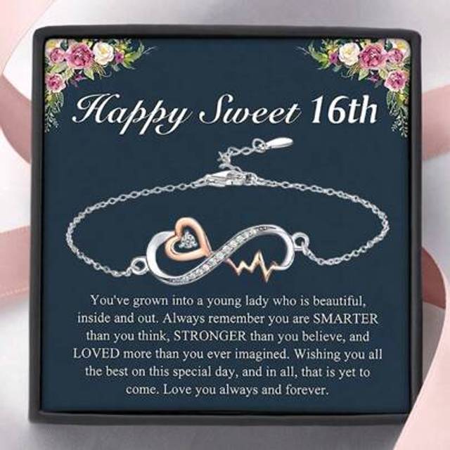 SHEIN 1pc 16th Infinity Heartbeat Bracelet With Card And Box Gift, 16th Birthday Gift
