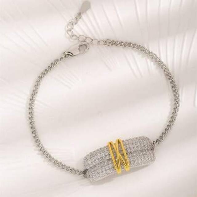 SHEIN 1pc High Quality 18K Gold Plated & Platinum Dual-Tone Cubic Zirconia Decor Cross Bracelet, Suitable For Women Everyday Wear And Holiday Gifts