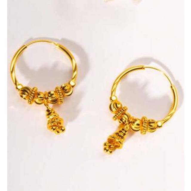 SHEIN 2pcs Luxury & Fashion 24K Gold Circle Pearl Earrings, Unique Design, Gift For Girlfriend, Wife, Friend, Holiday, Birthday, Suitable For Everyday & Occ