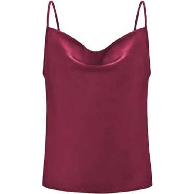 SHEIN Women&#39;s Silk Satin Cami Tops, Sleeveless Spaghetti Strap Cowl Neck Solid Color Camisole
