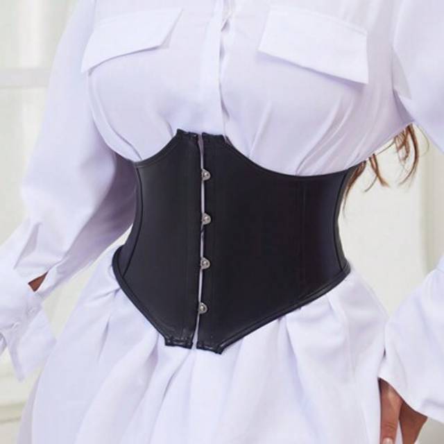 SHEIN 1pc Women&#39;s Vintage Satin Steel Boned Corset Short Torso Waist Training Underbust Corsets Waist Shaper Cincher Bustier Fajas