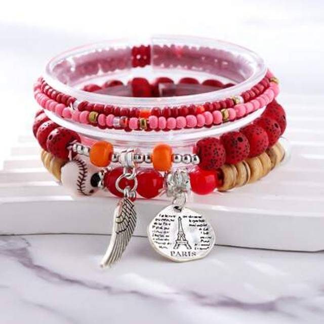 SHEIN Boho Multi-Layer Beaded Bracelet, Elastic Wrap Bracelet (Bead Colors Random)
