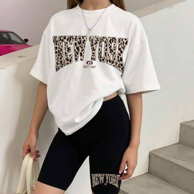 SHEIN 2pcs Teen Girl Casual Simple Letter Print Short Sleeve Loose T-Shirt And Leggings Set, Suitable For Summer