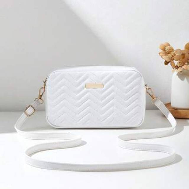 SHEIN Cute Casual Crossbody Bag, 2025 Fashion Wave Pattern Embroidered Ladies Shoulder Diagonal Handbag, Detachable Adjustable Strap, Sweet Check Zipper Bag