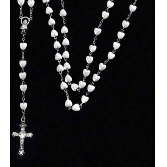 SHEIN 1pc Heart Necklace, White Cross Beads Long Y-Shape Necklace, Suitable For Daily Wear, Gatherings, Parties, Valentine&#39;s Day Gift For Girlfriend, Mother
