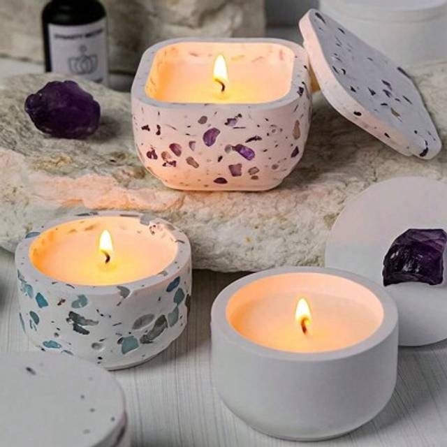 SHEIN DIY Concrete Cement Gypsum Mold For Making Cylindrical Or Square Aromatherapy Candle Holders With Lid, Storage Box, Silicon Mould For Home Decoration,