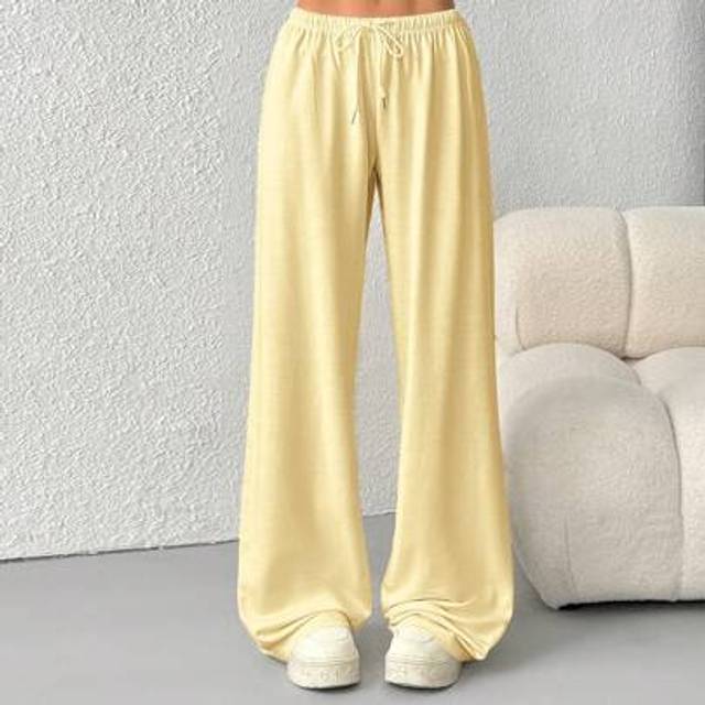 SHEIN Women&#39;s Casual Solid Color Sweatpants, Suitable For Summer,Butter Yellow Graduation,Back To School Outfits,Graduation,Teacher Outfits For Women,Back T