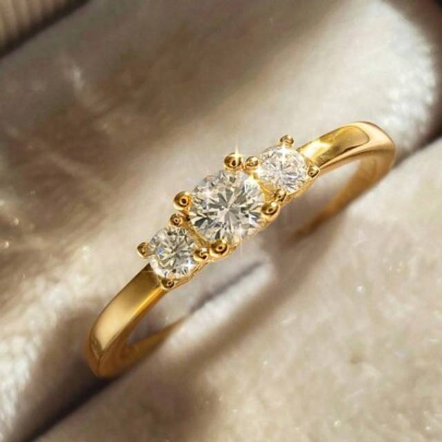 SHEIN 1PC 925 Sterling Silver Classic Sparkle Three Diamond Ring Engagement Ring Wedding Band For Women Promise Ring Eternity Ring Fine Jewelry Gift