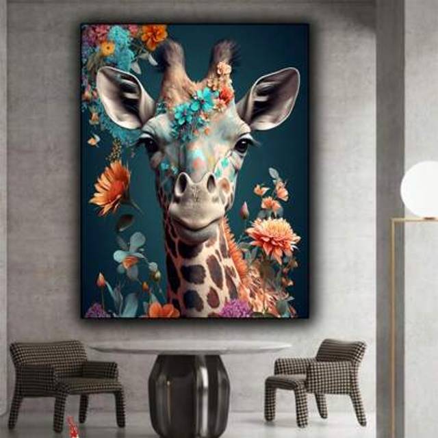 SHEIN Flowers Giraffe DIY Diamond Painting Full Diamond Mosaic Jewelry Cross Stitch Animal Home Decoration Handicrafts Gift