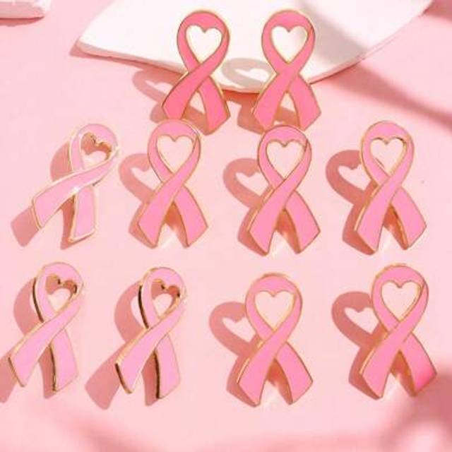 SHEIN 10pcs/Set Unique Elegant Fashion Breast Cancer Awareness Pink Ribbon Brooch, Calls Attention To Women&#39;s Health, Suitable For Parties, Ceremonies, Jewe