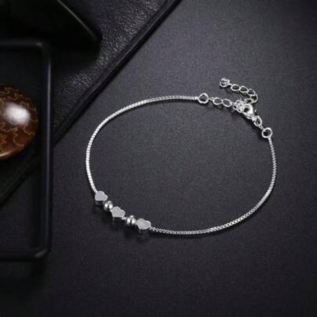 SHEIN Charm 925 Sterling Silver Bracelets For Women Fine Three Heart Chain Fashion Wedding Party Christmas Gift High Quality Jewelry