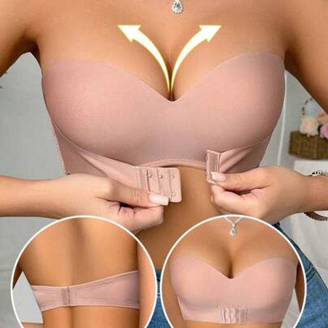SHEIN Front Closure Wireless Backless Women Bra, Comfortable Tube Top Lingerie