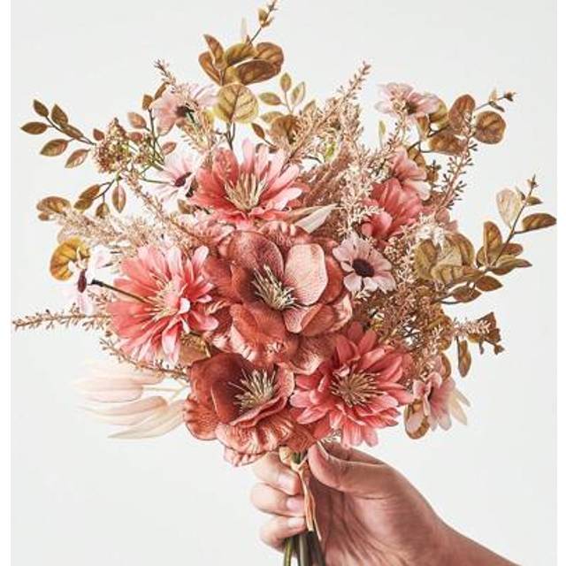 SHEIN 1 Bunch Artificial Flowers Faux Anemone Flowers With Daisy Eucalyptus Real Touch Anemone Bouquet For Vase Home Hotel Room Wedding Decoration Table Cen