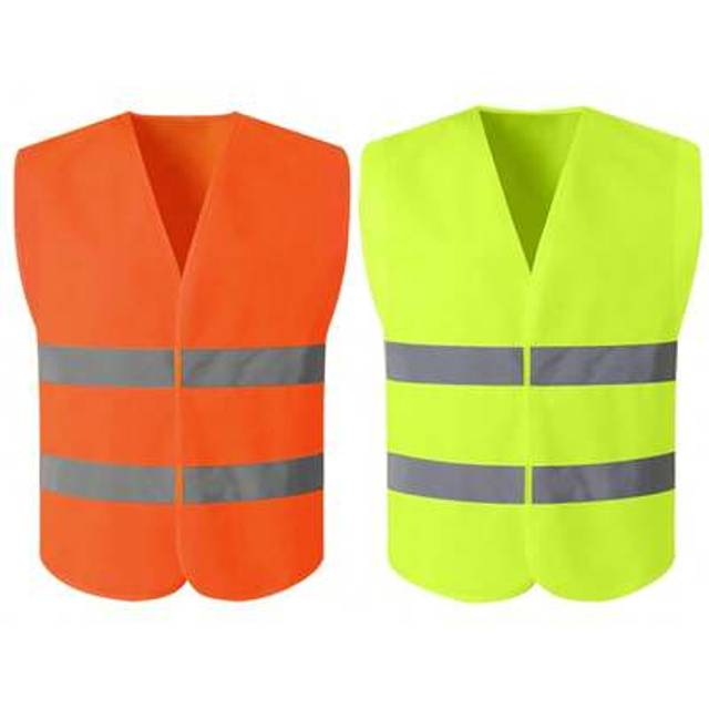SHEIN High Visibility Reflective Safety Vest, Fluorescent Green & Orange Color, Suitable For Men And Women For Work, Cycling, Running, Surveying, Volunteeri