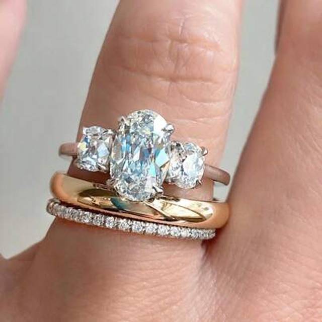 SHEIN 1pc 925 Sterling Silver Three Diamond Ring For Women Fine Ladies Jewelery Gift Women Dating Wear