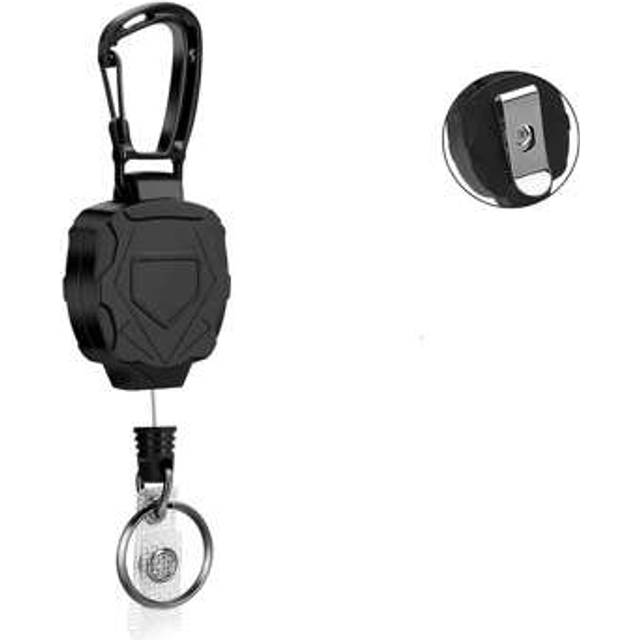 SHEIN 1pc Retractable Heavy Duty Keychain With Badge Reel, ID Holder Clip, Carabiner, Steel Wire Cable Lanyard For Outdoor Camping Fishing Anti-Lost Backpac