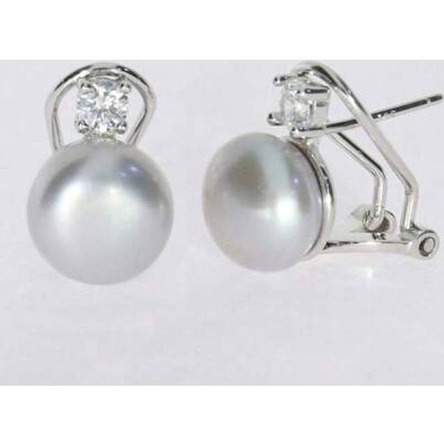 SHEIN 1 Pair 925 Sterling Silver Natural 8-9mm Cultured Freshwater Pearl Omega Back Earrings, Women&#39;s Elegant Fashion Earrings With Zirconia