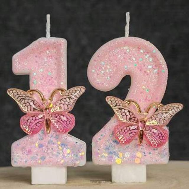 SHEIN 1pc Birthday Candle Number, 0-9 Butterfly Decor Number Candle, Romantic Party Preferred Number Cake Topper, Festival Anniversary Party Cake Number Can