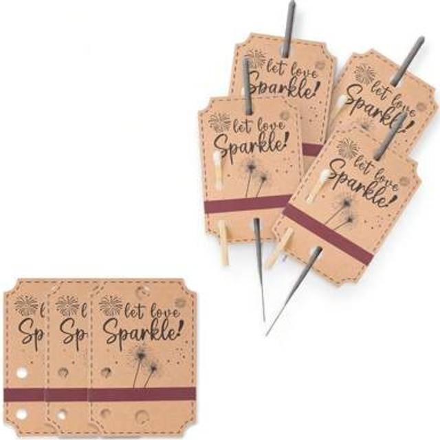 SHEIN 80pcs Rustic Wedding Sparkler Tags With Match Holder,Kraft Paper Wedding Favor Tags Card,Wedding Party Decor,Rustic Sparkler Stick Tag For Ceremony An