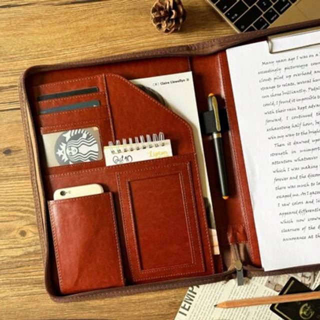 SHEIN Custom A4 Portfolio, Portable Zipper Bag Folder Business Folio, Vegan Leather Padfolio, Conference Folder, Men Portfolio For Gift, School Supplies, Gi