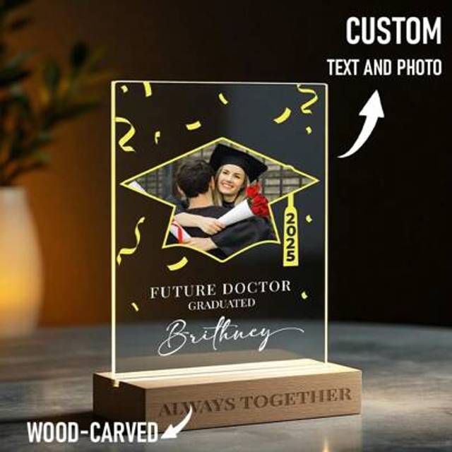 SHEIN Custom Acrylic Graduation Plaque With Photo, Grad Picture Stand, Acrylic Photo Frame, Graduation Gifts, Grad Name Display With Job Title,Class Of 2025