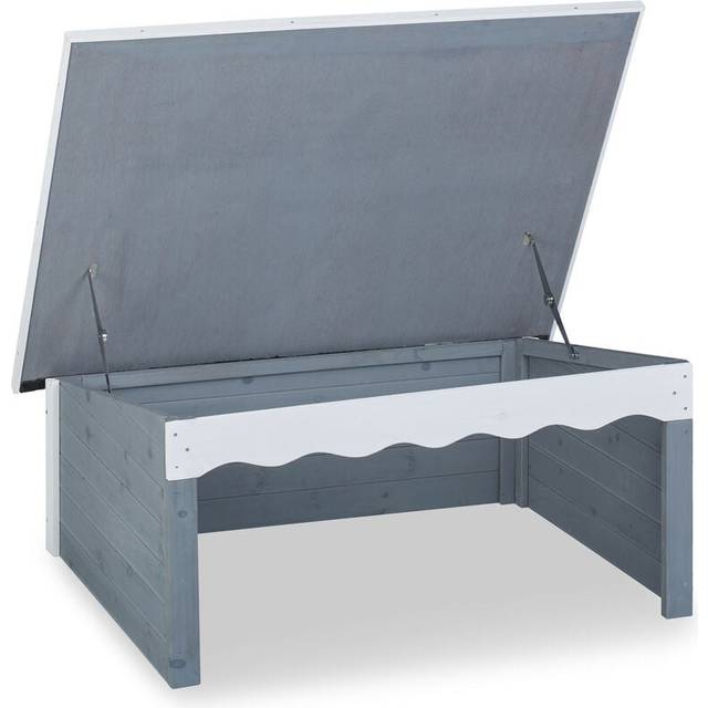 Relaxdays - Mowing Robot Garage Made of Wood, Weatherproof Roof, Hinged, HxWxD 46x108x82 cm, Shelter for Lawn Mowers, Grey