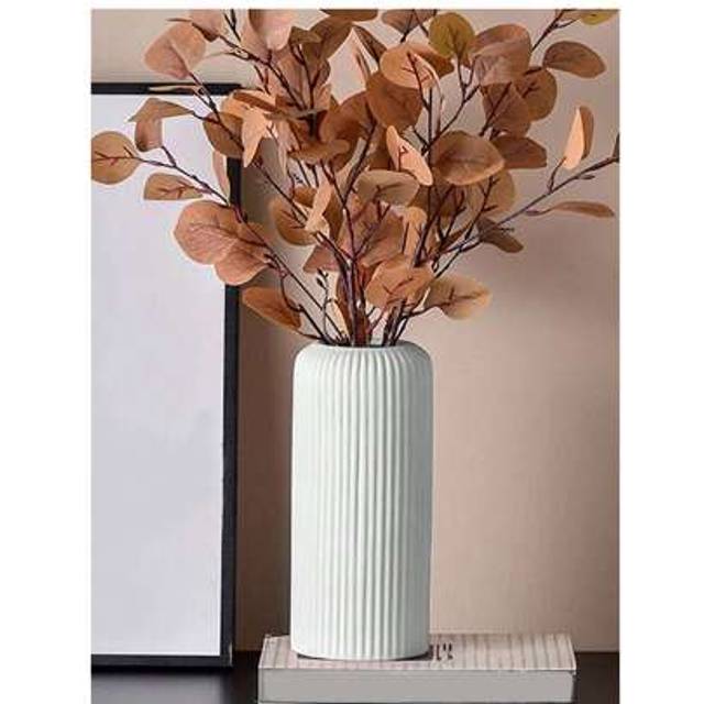 SHEIN 1pc Striped Plastic Flower Vase, Unbreakable Vase, Modern Decorative Floral Craft, Simple Tabletop Vase For Dry Flowers, Suitable For Living Room, Bed