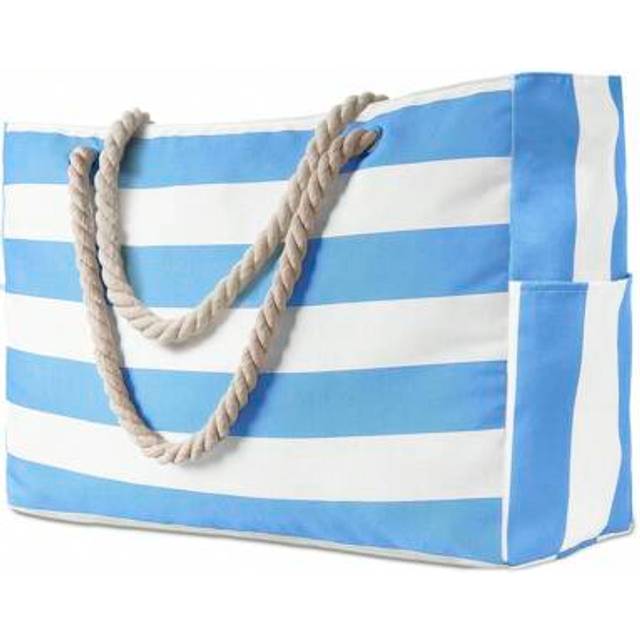 SHEIN Large Waterproof Beach Tote Bag With Zipper For Women, Sandproof Swim Pool Bag, Random Pattern