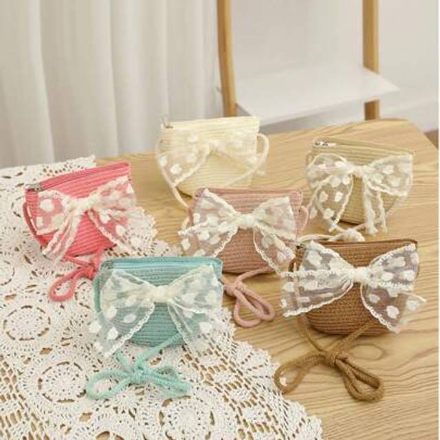 SHEIN 1pc Girls&#39; Cute Princess Net Yarn Bowknot Flower Handbag, Princess Travel Beach Bag, Versatile For Daily Use
