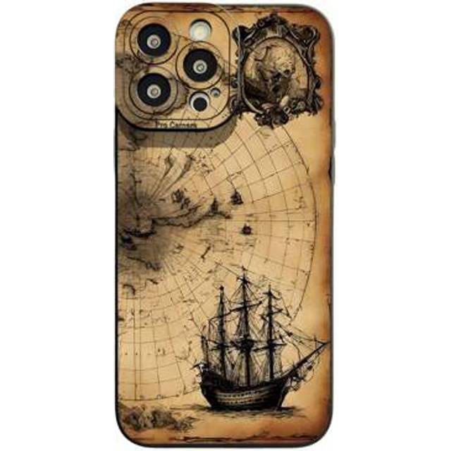 SHEIN 1pc Sailing Ship Map Pattern Shockproof Phone Case Fit Compatible With Samsung, Apple, Galaxy, Infinix, Redmi, OPPO, VIVO, Realme