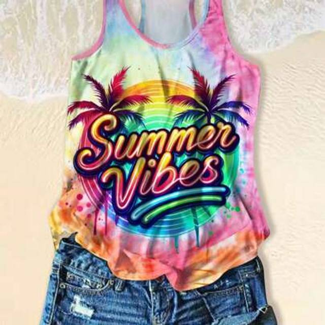 SHEIN Lightweight, Elegant & Versatile Women&#39;s V-Neck Blouse With Tropical Rainforest, Beach, Sunshine And Coconut Tree Print, Suitable For Casual Wear, Vac