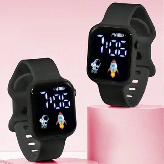 SHEIN 2pcs Kids Square Dial Digital Watch