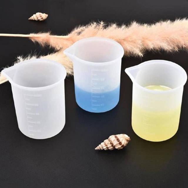 SHEIN 2pcs Silicone Measuring Cups, 100ml Silicone Cup Resin Non-Stick Mixing Cup Resin Measuring Cup Tool, Accurate Calibration, Resin DIY Process