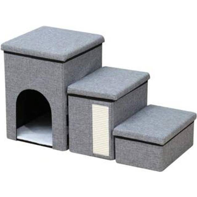 SHEIN 3 Steps Portable Dog Puppy Ladder Doggy Pet Soft Stairs Ramp Storage Boxes