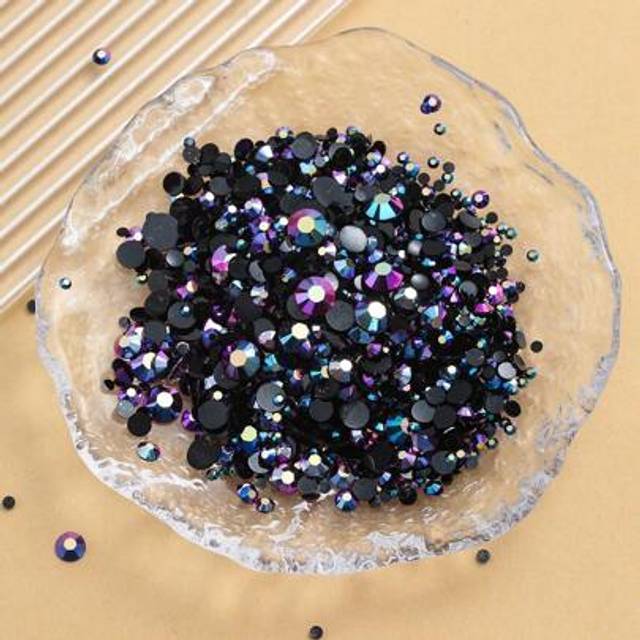 SHEIN 2MM-6MM Mixed Size 2000PCS/Pack Round Flat back Resin Rhinestones Jelly Candy AB Color Bling Strass Glitter DIY Nail Art Gems Stones Diamond Manicure