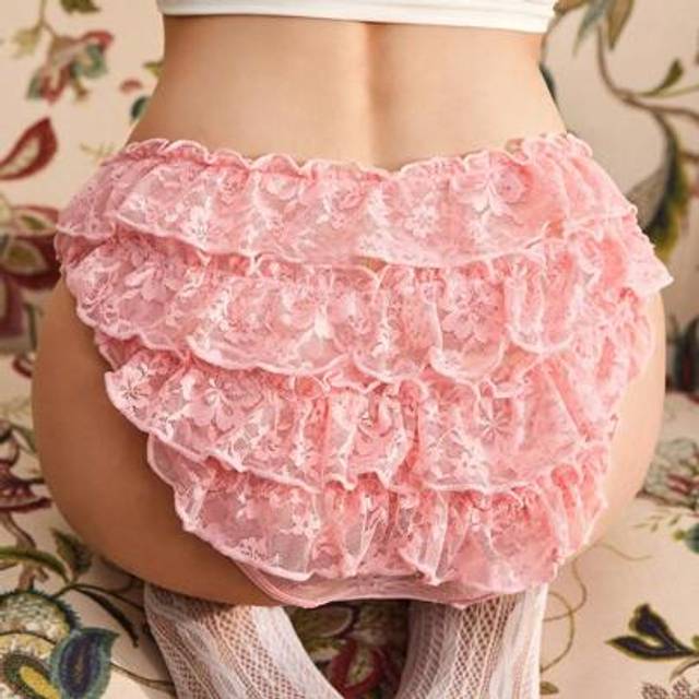 SHEIN Delicate Layered Ruffle Satin Rose Floral Print Romantic Feminine Briefs