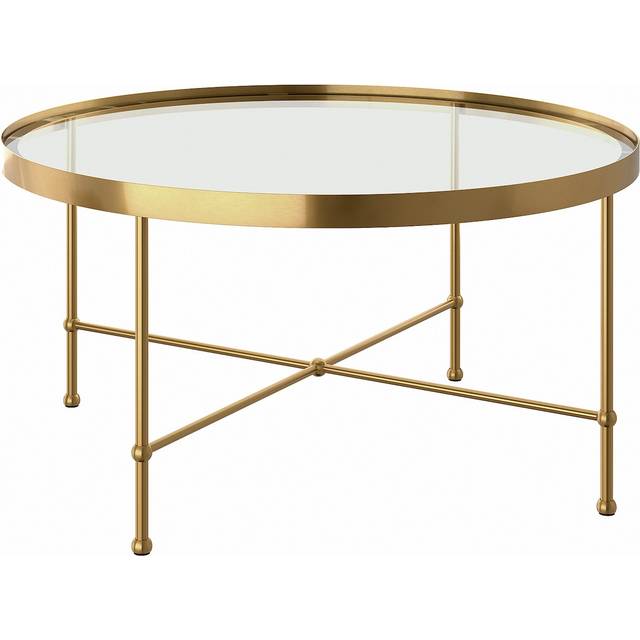 TORSJÖ soffbord, guldeffekt/glas, 88 cm