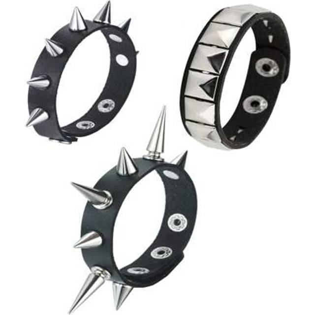 SHEIN 3pcs/Set Spiked Bracelets For Men Punk Rock Studded Bracelet Goth Emo Wrist Jewelry