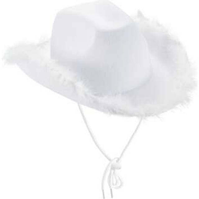 SHEIN Womens Cowboy Hat, Adult Solid Color Furry Trim Wide Brim Hat Female Cap For Dating Party
