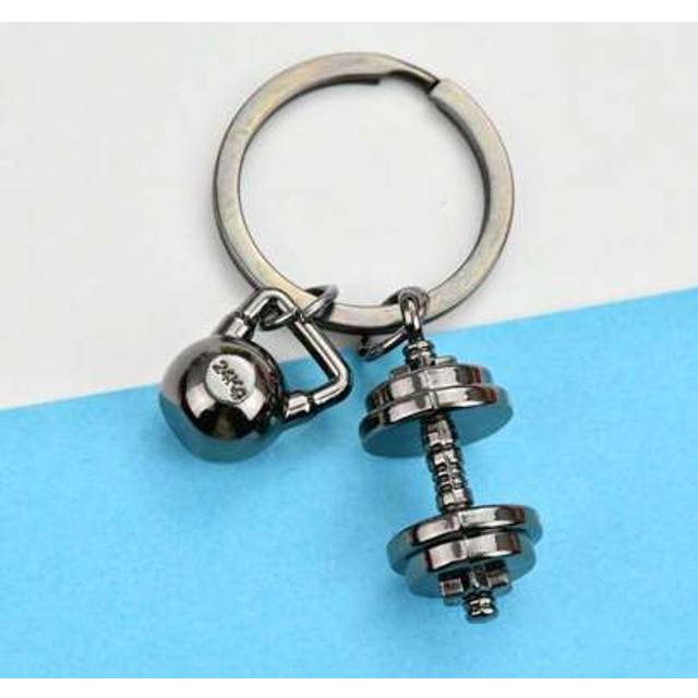 SHEIN 1pc Dumbbell Key Chain, Fashionable Minimalist Sports Style Metal Dumbbell Keychain, Smooth Surface Texture, Great Gift For Friends Car Accessories Ba