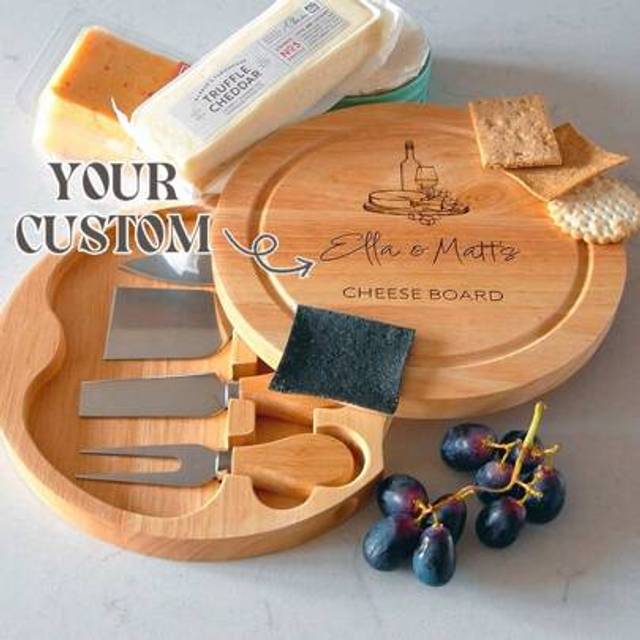 SHEIN Personalized Cheese Board Set. Custom Cheese Board. Carved Cheese Board. Cheese Gift. A Great Gift For Any Occasion. Kitchen Gifts, Holiday Gifts,Mult