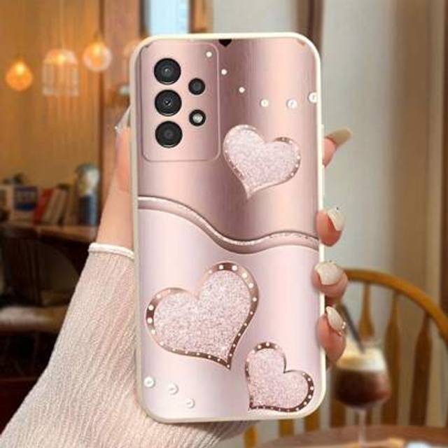 SHEIN Perforated Edged Metal Texture Love Pearl Painted Anti-Drop Phone Case Compatible With Samsung S23, S24, S25, S24 Plus, S25 Plus, A56 A36 A26 / For A1