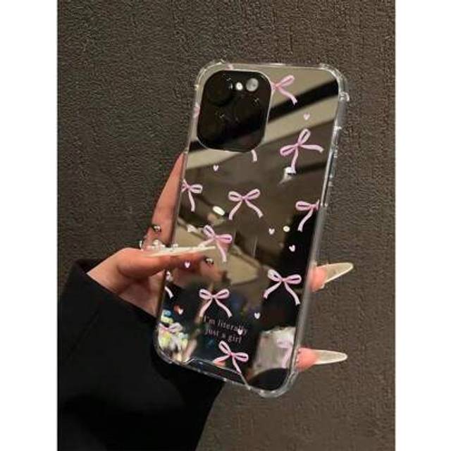 SHEIN Bowknot Hear Cute Pattern Mirror Anti-Fall Sleeve Phone Case Compatible With IPhone 16/11/12/13/14/15/15pro/15 Plus/15 Promax/7plus/8plus/X/Xs Max/Xr/
