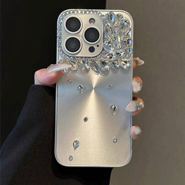 SHEIN New Fashionable Premium CD Aurora Pattern Rhinestone Encrusted Handmade PC Full Body Anti-Fall Phone Case Protective Cover Compatible With Iphone 16 S