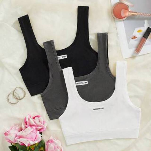 SHEIN 5pcs Pack Simple Solid Color Seamless Tube Top Sports Bra