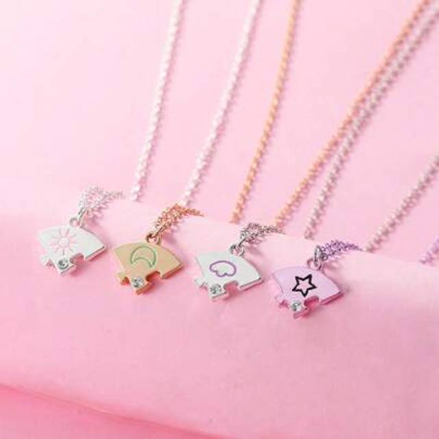 SHEIN 1 Set Colorful Sun Moon Star Cloud Best Friend Pendant Necklace, Children Jewelry Set
