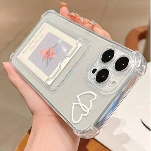 SHEIN 1pc Cushioned Anti-Fall Heart Pattern Mobile Phone Case, Compatible With Apple 16/16E/15/15Pro/15Promax/14/14Promax/13/11/XR Protective Soft Cover Wat