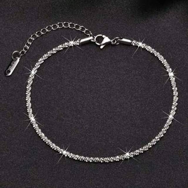 SHEIN 1pc Stainless Steel Starry Sky Anklet, Length 21.5-26.5cm, Silver Color Women Foot Jewelry