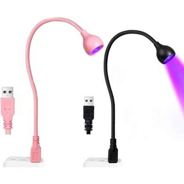 SHEIN UV LED Nail Lamp, 3W Portable Duck Neck UV Nail Lamps Dryer Gel Polish Curing Light With Pink Gooseneck For Gel Nails Tips USB Plug Play Nails Salon A